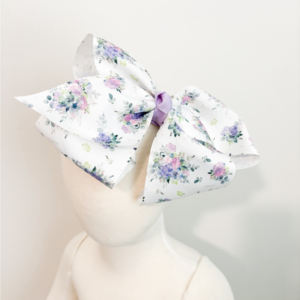 Purple 7” XL Grosgrain Bow/Alligator Clip